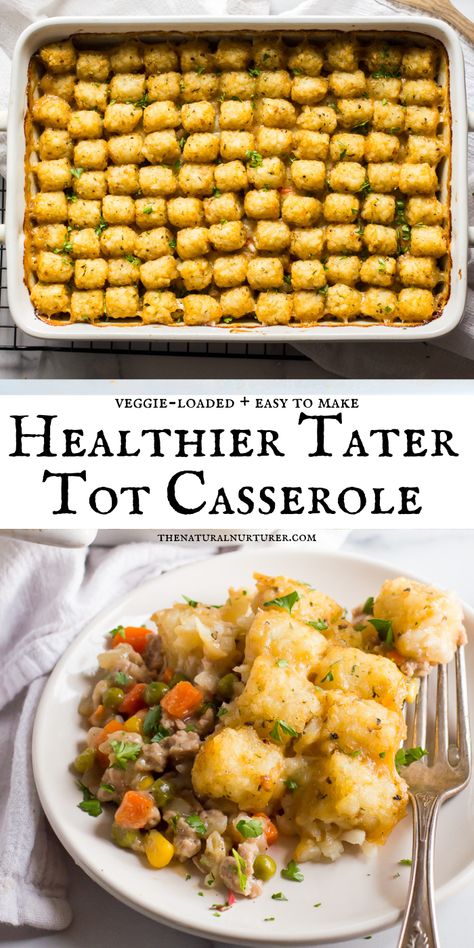 Homemade Tater Tot Casserole, High Protein Tater Tot Casserole, Healthy Casserole Recipes Clean Eating, Turkey Tater Tot Casserole, Healthy Tater Tot Casserole, Ww Blue Plan Recipes, Turkey Taco Casserole, Tater Tots Casserole, Healthy Tater Tots