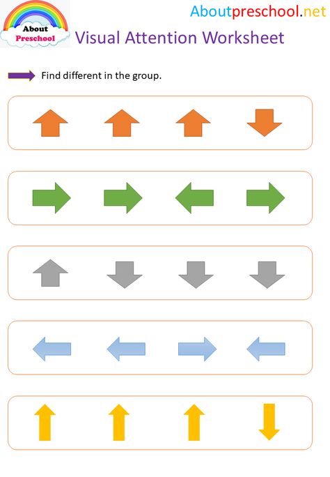 Preschool Visual Attention Worksheet 1 Visual Attention Worksheets, English Activities For Preschool, Attention Worksheets, English Preschool, Concentration Activities, Visual Motor Activities, Preschool English, Speech Therapy Worksheets, Visual Perceptual Activities