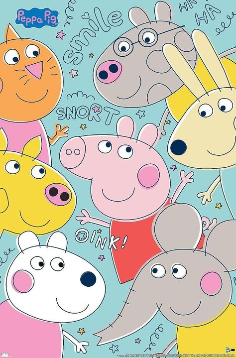 Trends International Peppa Pig - Grid Wall Poster, 22.375" x 34", Premium Unframed Version Pepa Pig Wallpaper, Peppa Wallpaper, Peper Pig, Peppa Pig Poster, Dora The Explorer Pictures, Childhood Background, Peppa Pig Background, Peppa Pig Painting, Kid Background