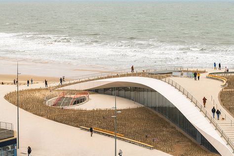 latticed SILT middelkerke venue officially opens on belgian coast Sport Centre Architecture, Architecture On Water, Canada Project, Water Architecture, Flanders Belgium, India Architecture, Wooden Facade, Timber Architecture, Architecture Landmark