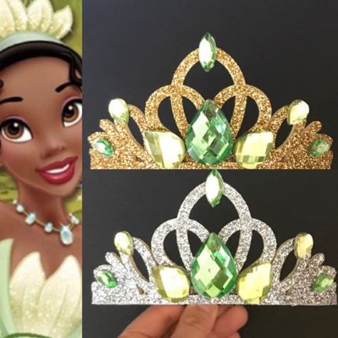 Princess And The Frog Senior Crown, Princess Tiana Crown Diy, Enchanted Photoshoot, Tiana Crown, Tiana's Crown, Princess Jasmine Headband, Princess Party Tiara, Princess And Frog, Crown Cupcake Toppers