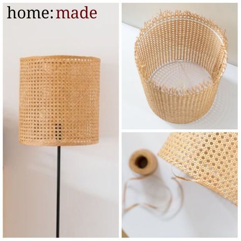 Cane Lampshade, Diy Boho Decor, Mid Century Lamp, Dining Living Room, Boho Diy, Boho Vibe, Wicker Chair, Easy Tutorial, Home Made