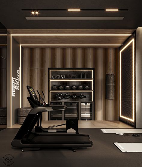 G Y M :: Behance Small Fitness Room, Basement Workout Room, Black Modern House, Fitness Center Design, Home Gym Basement, Gym Lighting, Dream Home Gym, Gym Design Interior, Small Home Gym