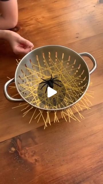 Sasha Blanchard on Instagram: "🕷️🕸️ Make a spaghetti net game using a colander, uncooked spaghetti, and a toy of your choice. 😄 The goal of the game is to pull out the pasta and get the toy to the bottom. ( cc @simplelifeofsunshine )⠀⠀
⠀⠀
⠀
SHARE 👉👉👉 ✨SHARE 👉👉👉✨⠀
⠀
⠀
What do you think of this activity? Would your child enjoy this? Leave a comment down below. ⬇️⬇️⬇️🙂⠀⠀⠀⠀
⠀⠀⠀⠀⠀
⠀
⠀
⁣➡️ Like ❤️, Share 👥, and Save this post for later! 👉⁣⠀⠀⠀⠀
⠀⠀⠀⠀
⁣⁣🌺If you have a child's heart, you will also have their mind. 🌺⠀⠀⠀
⠀
Follow @simplelifeofsunshine for more fun ideas like this! 💁‍♀️⠀⠀
⁣⠀⠀⠀⠀⠀
⁣⠀
⠀⠀
#playathome #fallfun #autumnactivities #fallvibes #falloutdoors #playideas #baby #learningathome  #family ⠀⠀⠀" Spaghetti Crafts For Kids, Spaghetti Activities For Kids, Noodle Games For Kids, Pasta Activities For Kids, Mini Games For Kids, Spaghetti Activities, Halloween Diy Games, Fun Things To Do With Kids At Home, Pasta Activities