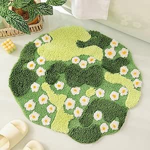 Green Bathroom Rug, Moss Bath Mat, Green Bathroom Rugs, Mat For Bedroom, Green Bath Mat, Flower Bath Mat, Moss Rug, Cute Bath Mats, Bathtub Mat