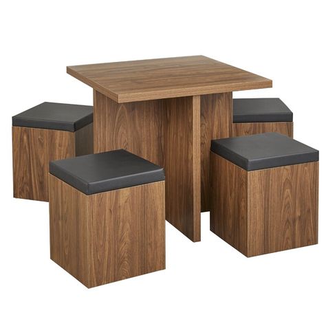 Small Table And Chairs, Breakfast Nook Dining Set, Storage Ottomans, Set Meja Makan, Small Dining Area, Storage Stool, 5 Piece Dining Set, Kitchen Nook, Space Saving Furniture