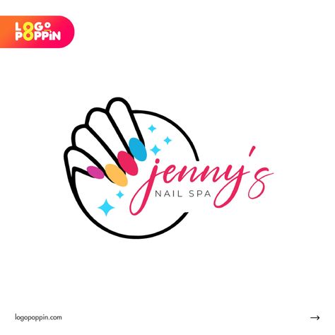 Jenny’s Nail Spa Logo Design | Logo Poppin Nail Logos Ideas, Nail Salon Logo, Spa Logo Design, Nail Business, Spa Logo, Nail Logo, Modern Business Cards, Creative Nails, Nail Spa