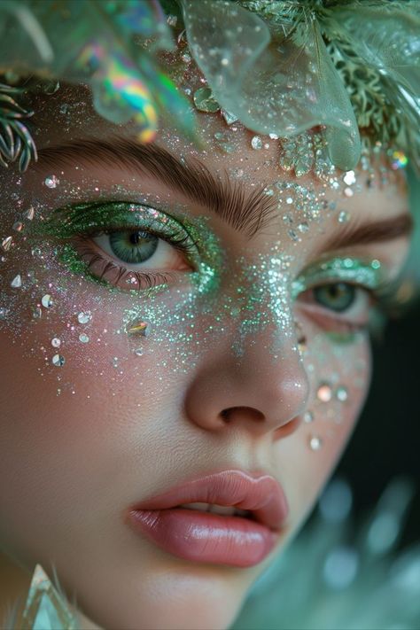 Fairy Makeup Looks, Fairy Makeup Ideas, Faerie Makeup, Fairy Make-up, Fantasy Make-up, Halloweenský Makeup, Goddess Makeup, Eye Makeup Ideas, Magical Makeup