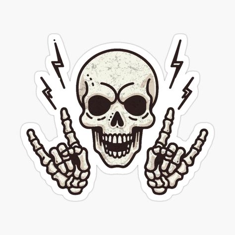 Get my art printed on awesome products. Support me at Redbubble #RBandME: https://www.redbubble.com/i/sticker/Metalhead-Skull-Giving-Rock-On-Sign-by-CreepyCornerArt/158887511.EJUG5?asc=u Rock On Sign, Senior Jackets, Rock Sign, Skeleton Sticker, Sign Sticker, Rock On, Journal Gift, Anime Music, Mask For Kids