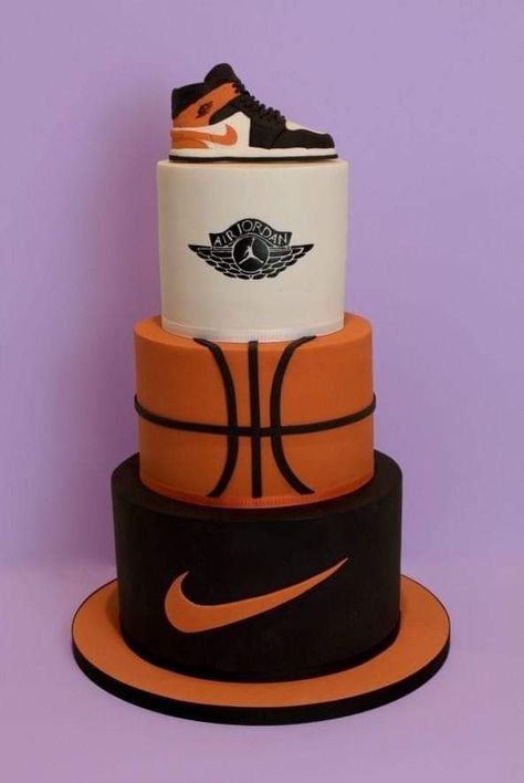 Jordan Shoe Cake, Nike Cake, Basketball Birthday Cake, Jordan Cake, Basketball Themed Birthday Party, Basketball Theme Birthday, Kid Cakes, Teen Cakes, Jordan Shoe