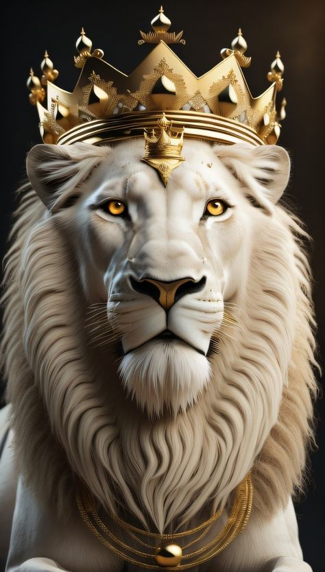 King of the jungle Lion Head Wallpaper, Lion Wearing Crown, White Lion With Gold Crown, Black And Gold Lion Wallpaper, Designing Logo, King Of The Jungle, Gold Lion, Graphic Designing, Lion King