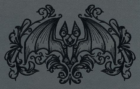 Gothic Embroidery Patterns, Chair Embroidery, Gothic Embroidery, Bat Embroidery, Wardrobe Building, Clothes Embroidery, Gothic Pattern, Repeated Pattern, Bat Design