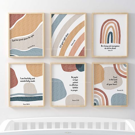 Boho Set of 6 Kids scripture prints, PRINTABLE wall art ,Watercolor Christian Kids preschool nursery bible Church Sunday school decor 128 Christian class room, Christian preschooler, kids bible memorizing verse, boho nursery decor, nursery wall art, nursery wall decor, bohemian wall art, Church nursery room, Church class room decor ----------------------------------------------- Jeremiah 29:11 God has great plans for you Matthew 5:16 Let your light shine Joshua 1:9 Be strong and courageous do no Christian Collage Wall, Christian Preschool Classroom Decor, Church Nursery Ideas Decor, Church Nursery Ideas, Preschool Room Decor, Christian Classroom Decor, Church Nursery Decor, Christian Nursery Decor, Sunday School Decorations