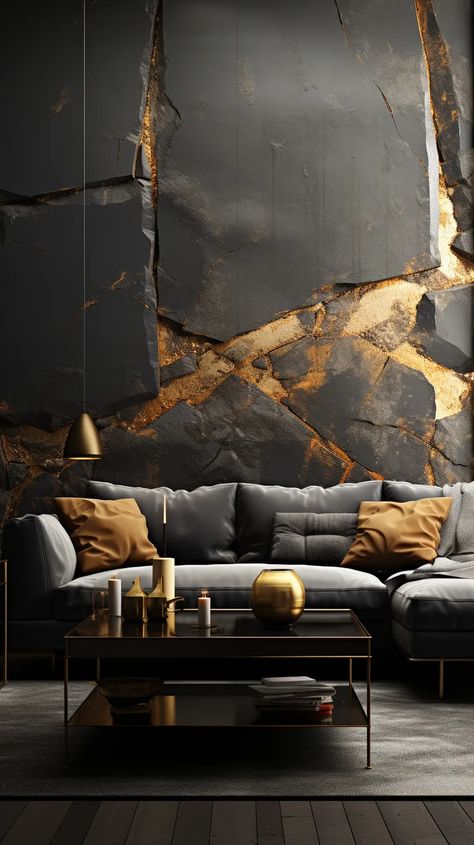 Prompt image #3 Black Gold Marble Wallpaper, Marble Wallpaper Living Room, Office Feature Wall, Gold Marble Wallpaper, Golden Marble, 3d Wallpaper Mural, 3d Mural, Black And Gold Marble, 3d Wall Murals