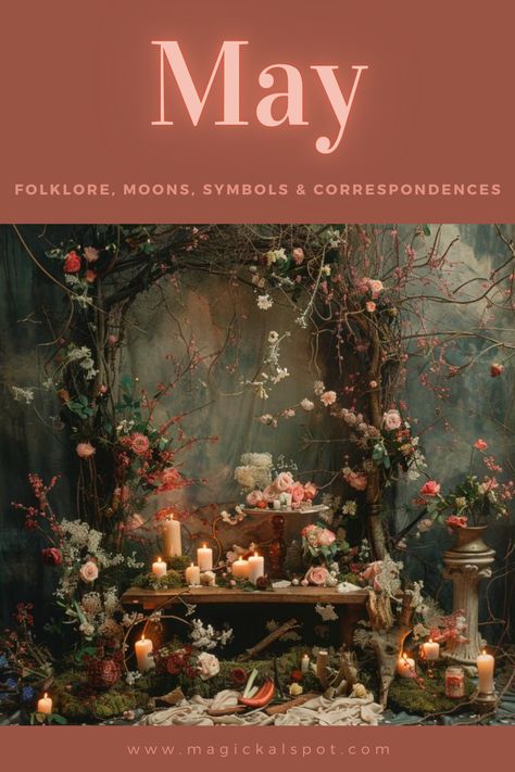 Embrace the lush vitality of 🌿 May with 'Folklore, Moons, Symbols & Correspondences.' Revel in the beauty of Beltane, the Flower Moon's brilliance, and the abundance of life. 🌕🌺 Explore ancient lore, magical symbols, and the energetic correspondences that make May a time of love, growth, and celebration. Perfect for those weaving the vibrant energies of spring into their practice. Let May's magic invigorate your spirit and craft. 💐🔮 May Correspondences, Friday Correspondences, Witchy Hobbies, Pagan Life, Full Moon In Sagittarius, Magical Symbols, Which Witch, Magic Moon, Magic Crafts