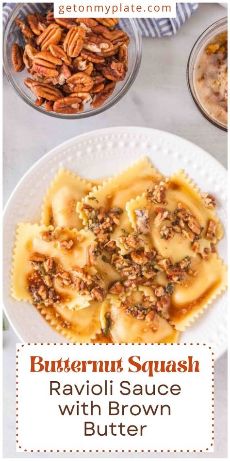 Butternut Squash Ravioli Sauce, Butter Squash Recipe, Ravioli Sauce, Sage Sauce, Squash Ravioli, Butternut Squash Ravioli, Homemade Ravioli, Ravioli Recipe, Delicata Squash