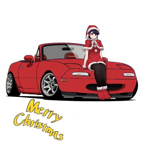 Merry chirstmas komi san 🎅 Initial D Christmas, Car Anime, Black Lagoon Anime, Cars Drawing, Christmas Pfp, Motor Mobil, Race 3, Automotive Illustration, Wallpaper Maker