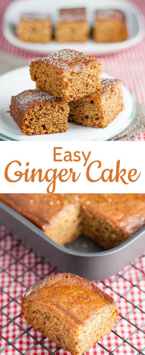 This easy ginger cake is delicious, and made entirely from store cupboard ingredients. Simple put all the ingredients into a mixer and whizz. Vegan too. Ginger Cake Recipe, Plat Vegan, Store Cupboard, Ginger Cake, Vegan Cake Recipes, Brownie Desserts, Oreo Dessert, Vegan Christmas, 100 Calories