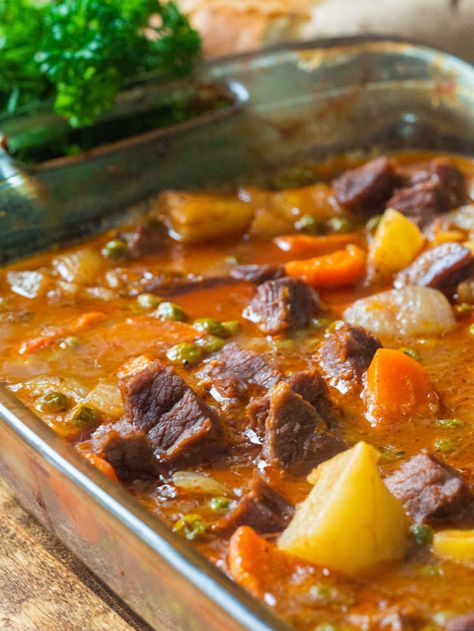 No Peek Beef Stew Oven, Beef Stew Oven Recipes, Oven Baked Beef Stew, Baked Beef Stew, No Peek Beef, Stuffed Biscuits, Oven Beef Stew, No Peek, Stew Crockpot