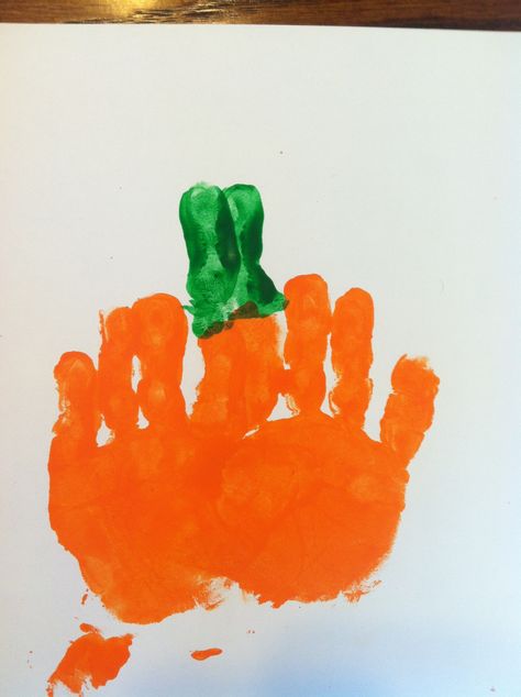 pumpkin hand print Handprint Pumpkin, Pumpkin Handprint, Pumpkin Lessons, Fall Crafts For Toddlers, Pumpkin Activities, October Crafts, Infant Room, Easy Fall Crafts, Toddler Fall