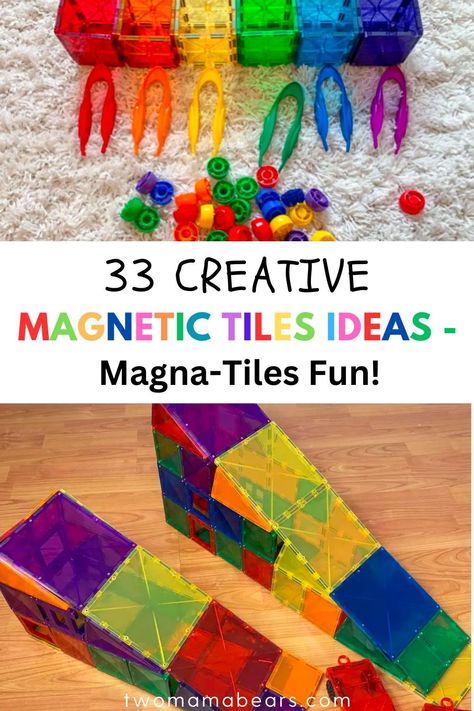 Magnetic tiles are a firm favorite in our house, and we’re always on the hunt for more magnetic tile ideas. Magna-Tiles are kind of the household name when it comes to these fun STEM toys, but we actually prefer Connetix.  I love these versatile toys because while the kids are busy creating masterpieces, they also build fine motor and critical thinking skills. Playtime that enhances learning and creative ideas? Yes, please. Magnetic Tile Bridge, Magnet Tiles Activities, Magnetic Tiles Building Ideas, Magnetic Tile Builds, Magna Tile Builds, Things To Make With Magnatiles, Magna Tile Ramp, Magnet Tile Ideas, Magnatile Activities