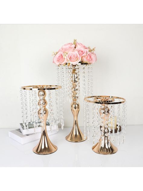 Outdoor Wedding Table Centerpieces, Wedding Banquet Table, Golden Vase, Table Centerpiece Decorations, Quinceanera Decorations, Banquet Table, Flower Candle Holder, Wedding Vases, Wedding Banquet