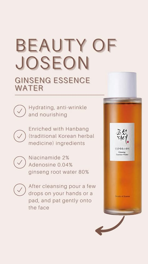 Ginseng Toner, Beauty Of Joseon Ginseng Essence, Ginseng Essence Water, Korean Toner, Ginseng Essence, Makeup Pinterest, Skin Care For Men, Skin Korean, Moisturizing Skin Care