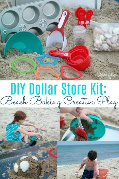 Here's how to put together a DIY Dollar Store BEACH BAKING KIT for the kids!!! #familytravel https://www.mamacheaps.com/2018/06/diy-dollar-store-beach-baking-set-for-creative-play.html Toddler Beach, Beach Play, Family Beach Trip, Beach Necessities, Beach Games, Beach Diy, Beach Hacks, Beach Activities, Baking Set