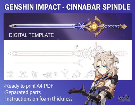 Genshin Impact Cosplay, Cosplay Props, Diy Template, Eva Foam, Genshin Impact, Pattern