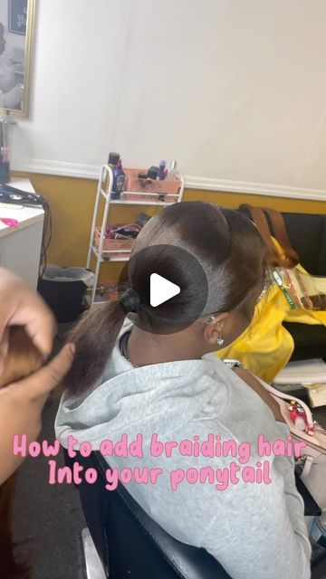 Thegolden Effectt on Instagram: "There are multiple ways to add the braiding extension into your clients hair , this is just my preferred way 🤗🫶🏽   Follow @thegoldeneffectt for more tips and tricks 🔥  #jax #duval #ponytails #braidedponytail #natural #jacksonville #explore #like #comment #blackgirlhair #naturalponytail #sleekponytail #comment #jaxhair #jaxponytails #flordiahair #frontalponytails #pinupponytial #promponytail #jaxponytails #ponytailwithbangs #halfuphalfdownhairstyle #halfuphalfdownsewin #organiquehair #bodywavehair #straighthair #halfuphalfdownquickweave" Slick Back Braided Ponytail Weave Two, Long Low Braided Ponytail, How To Add Hair To Braided Ponytail, How To Add Weave To A Ponytail, How To Put On Ponytail Extension, How To Add Hair To Ponytail, How To Add Braiding Hair To Ponytail, How To Add Fake Hair To Ponytail, How To Do Ponytail With Extensions