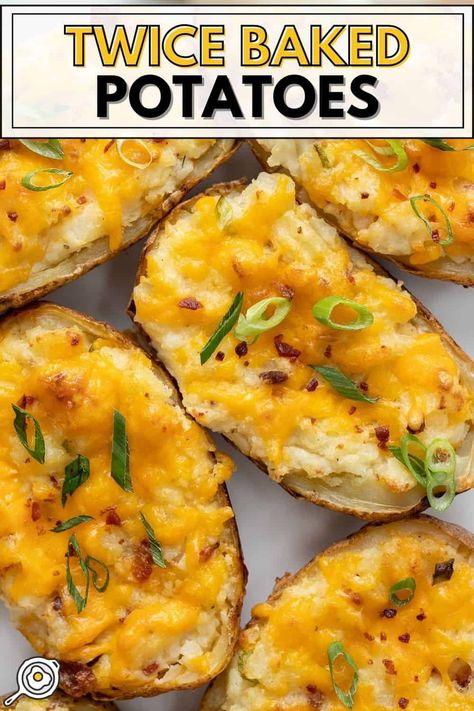 Twice Baked Potatoes Best Twice Baked Potatoes, Crispy Potato Skins, Fluffy Mashed Potatoes, Budget Bytes, Potato Recipes Side Dishes, Veggie Meals, Loaded Baked Potatoes, Twice Baked, Twice Baked Potatoes