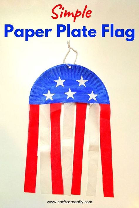 American Flag Banner, Fourth Of July Crafts For Kids, Paper Plate Craft, Flag Crafts, Aktiviti Kanak-kanak, 4th July Crafts, Festive Decoration, Aktivitas Montessori, Patriotic Crafts