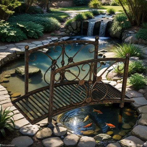 Product Features Zen Garden Bridge: This backyard bridge can be placed over a small stream, creek, fish pond, or walkway in your garden for functional outdoor décor. Backyard Bridge, Garden Hangout, Pathway Design, Backyard Bridges, Backyard Stream, Pond Bridge, Functional Garden, Dream Backyard Garden, Honey Suckle