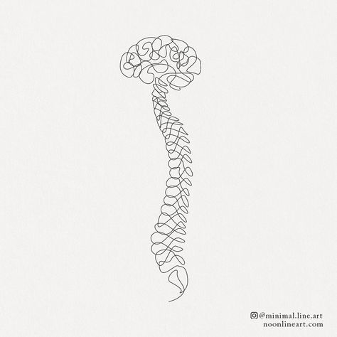 Brain and Spine | Tattoo Permission Form - Noon Line Art Beautiful Anatomy Art, Brain And Spine Tattoo, Chiropractor Tattoo, Brain And Spine Logo, Neuro Tattoo, Practice Aesthetic, Line Art Tattoo Design, Spine Drawing, Spine Art