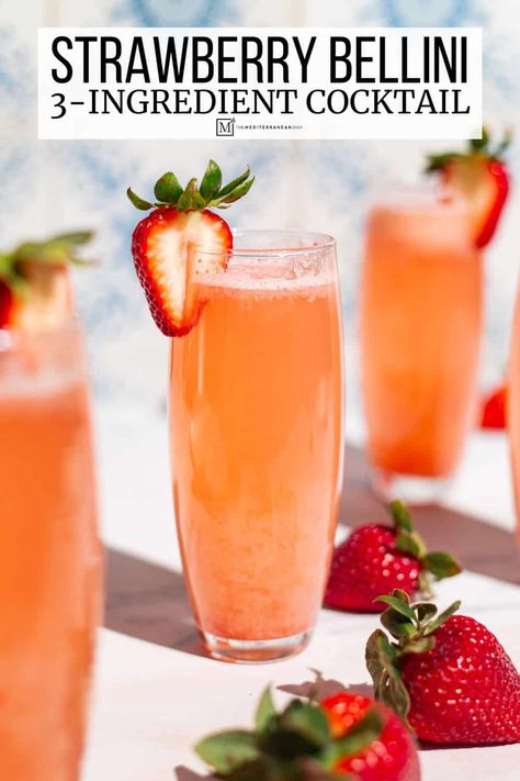 Berry Bellini, Strawberry Bellini Recipe, Easy American Recipes, Virgin Peach Bellini Recipe, Strawberry Lemoncello Spritzer, Milestones Peach Bellini Recipe, Strawberry Bellini, Smoked Salmon Appetizer, Salmon Appetizer