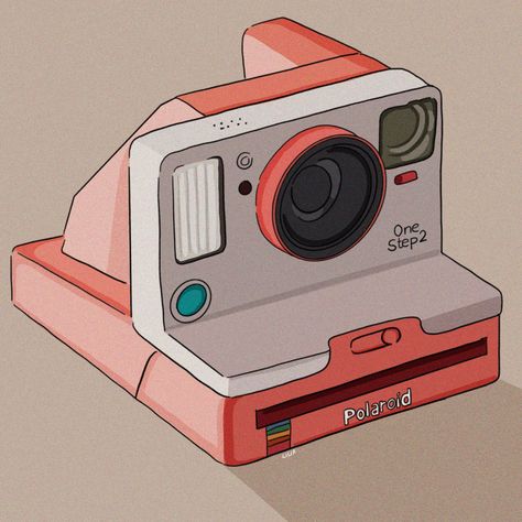 #art #polaroid #camera Polaroid Camera Illustration, Polaroid Camera Drawing, Polaroid Icon, Polaroid One Step, Camera Illustration, Camera Wallpaper, Camera Drawing, Camera Art, Pop Art Illustration