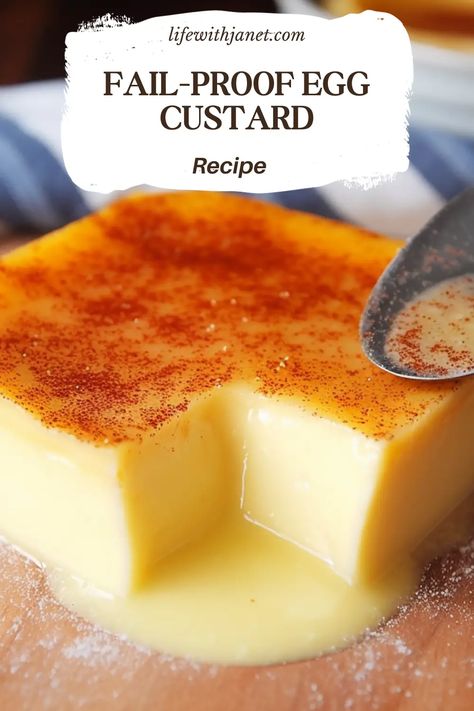 Dinner Recipes With Minimal Ingredients, Best Custard Pie Recipe, Baked Custard Recipe, Custard Recipe Easy, Egg Custard Recipes, Custard Cake Recipes, Custard Pie Recipe, Easy Puddings, Baked Custard