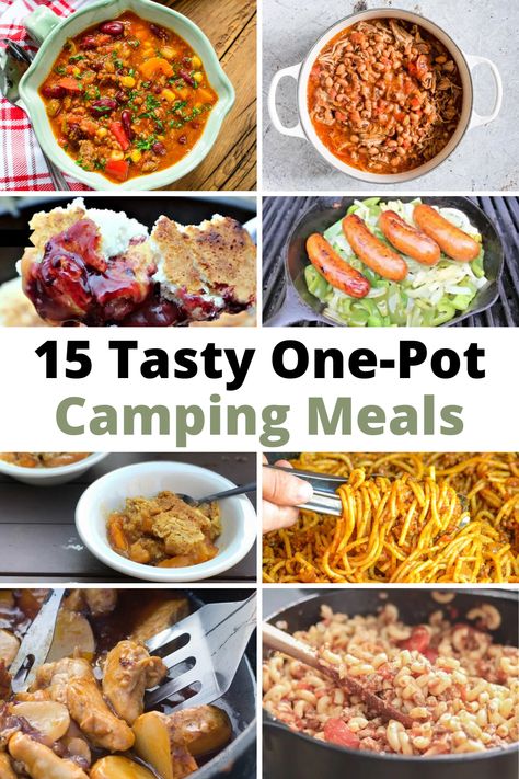 One Dish Camping Meals, Easy One Pot Camping Meals, One Pot Campfire Meals, One Pan Camping Meals, One Pot Meals For Camping, Stovetop Camping Meals, Freezer Camping Meals, Camping Pasta Meals, Instant Pot Camping Recipes