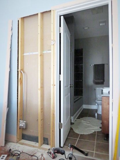 how to destroy your fears install a pocket door, diy, doors, home improvement Pocket Doors Diy, Diy Pocket Door, Pocket Doors Bathroom, Pocket Door Installation, Diy Doors, Door Diy, Swinging Doors, Pocket Door, Diy Bricolage