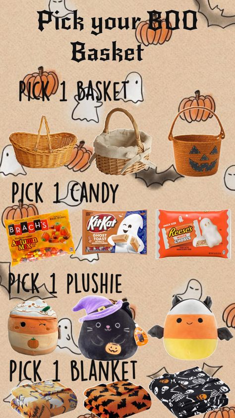 Cake Gift Basket, Boo Basket Ideas, Soda Cake, Making A Gift Basket, Halloween Gift Baskets, Boo Boo Bags, Cute Group Halloween Costumes, Iphone Wallpaper Preppy, Fall Candy