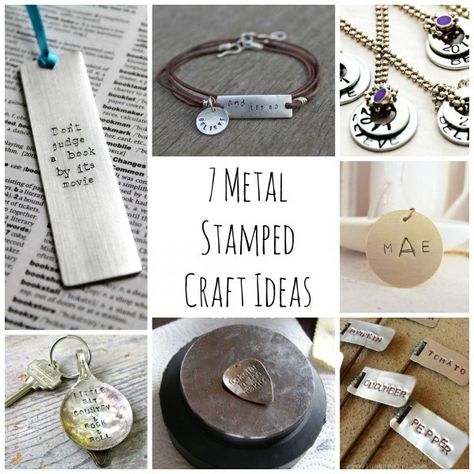 7 Metal Stamped Craft Ideas Metal Stamped Jewelry Diy, Metal Jewelry Diy, Metal Stamping Projects, Metal Jewelry Handmade, Metal Stamping Diy, Impress Art, Metal Stamping Jewelry, Metal Stamping Ideas, Stamping Metal