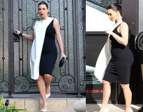 Kim K in Monochrome Casual Outfit For Pregnant Women, Pregnant Lawyer Outfits, Maternity Corporate Wear, Corporate Pregnancy Outfit, Work Outfits For Pregnant Women, Elegant Dresses For Pregnant Women, Suit For Pregnant Women, Classy Maternity Outfits, Pregnant Gown