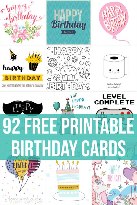 92 Free Printable Birthday Cards For Him, Her, Kids and Adults | Print at Home Birthday Images With Quotes, Free Happy Birthday Cards, Free Printable Birthday Cards, Birthday Cards To Print, Happy Birthday Cards Printable, Happy Birthday Printable, Free Birthday Card, Free Printable Cards, Birthday Cards For Mom