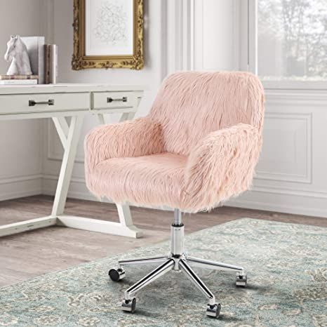 Fluffy Chair, Pink Desk Chair, Pink Office Chair, Cute Desk Chair, Pink Desk, Swivel Chair Desk, Modern Office Chair, Bedroom Desk, Vanity Chair