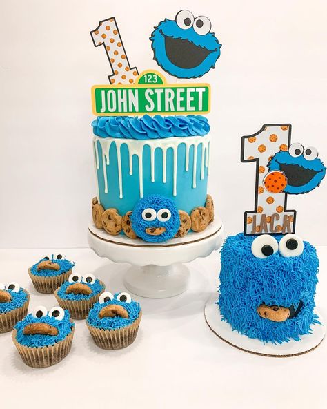 Cookie Monster Birthday Cake, Cookie Monster Smash Cake, Cookie Monster 1st Birthday Cake, Cookie Monster Cakes, Cookie Monster 1st Birthday, Monster Smash Cakes, 23 Birthday Cake, Monster Birthday Cakes, Cookie Monster Birthday Party