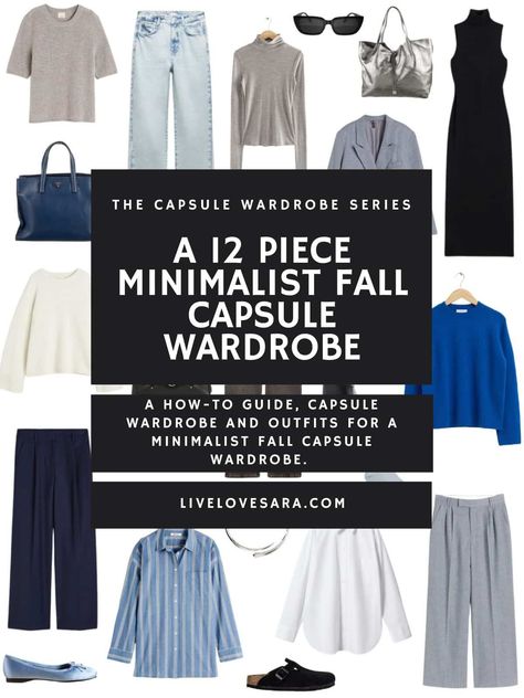 A 12 Piece Minimalist Fall Capsule Wardrobe - livelovesara Travel Capsule Wardrobe Fall, Fall Minimalist Outfit, 10 Piece Capsule Wardrobe, Minimalist Dressing, Project 333, Wardrobe Styling, Dress Sewing Tutorials, My Personal Style, Minimalist Summer