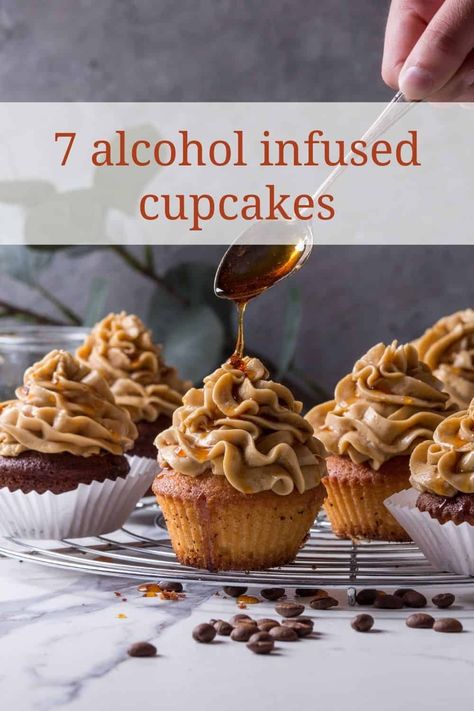 Cupcakes Alcohol Infused, Beer Batter Cupcakes, Baileys Cupcake Recipes, Father’s Day Cupcake Flavors, Alcohol Cake Flavors, Boozy Cupcakes With Pipettes Recipes, Rum Cupcakes Recipe Alcohol, Booze Infused Cupcakes, Bourbon Cupcakes Easy