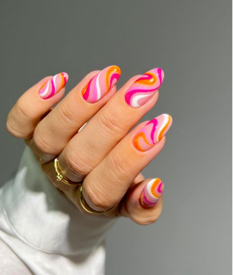 60+ Amazing Spring Break Nails That Slay - Prada & Pearls Nails Spring Break 2024, Short Nail Designs Swirls, Bright Vacay Nails, Neon Spring Nails 2024, Spring Break Nail Colors 2024, Bright Tropical Nails, Vibrant Nails Almond, Spring Acrylic Nail Designs 2024, Fun Crazy Nails