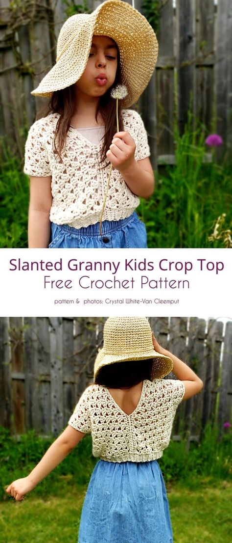 Tops Tejidos A Crochet, Crop Top Crochet, Kids Crochet Pattern, Crochet Top Outfit, Crochet Crop Top Pattern, Crochet Toddler, Mode Crochet, Kids Crochet, Crochet Tops Free Patterns