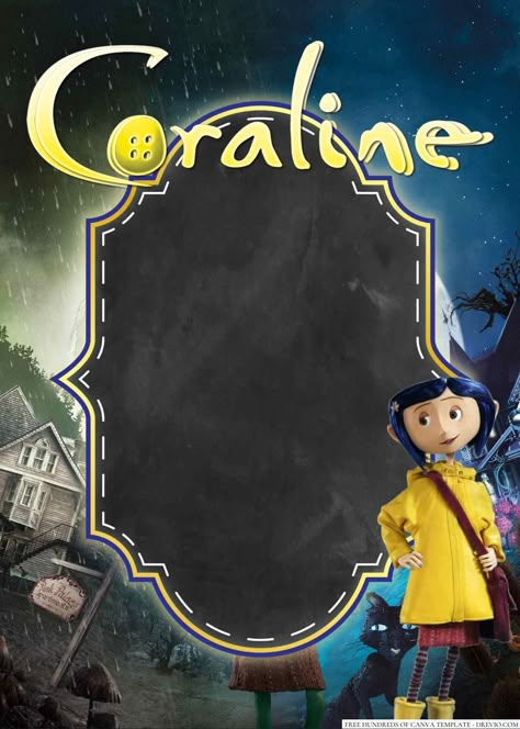 12 | Download Hundreds FREE PRINTABLE Birthday Invitation Templates Media Coraline Template, Coraline Birthday Invitation, Coraline Invitation, Coraline Party Ideas, Coraline Themed Birthday Party, Coraline Decorations Halloween, Coraline Birthday Party Ideas, Coraline Birthday Party, Birthday Invitation Template Free Editable